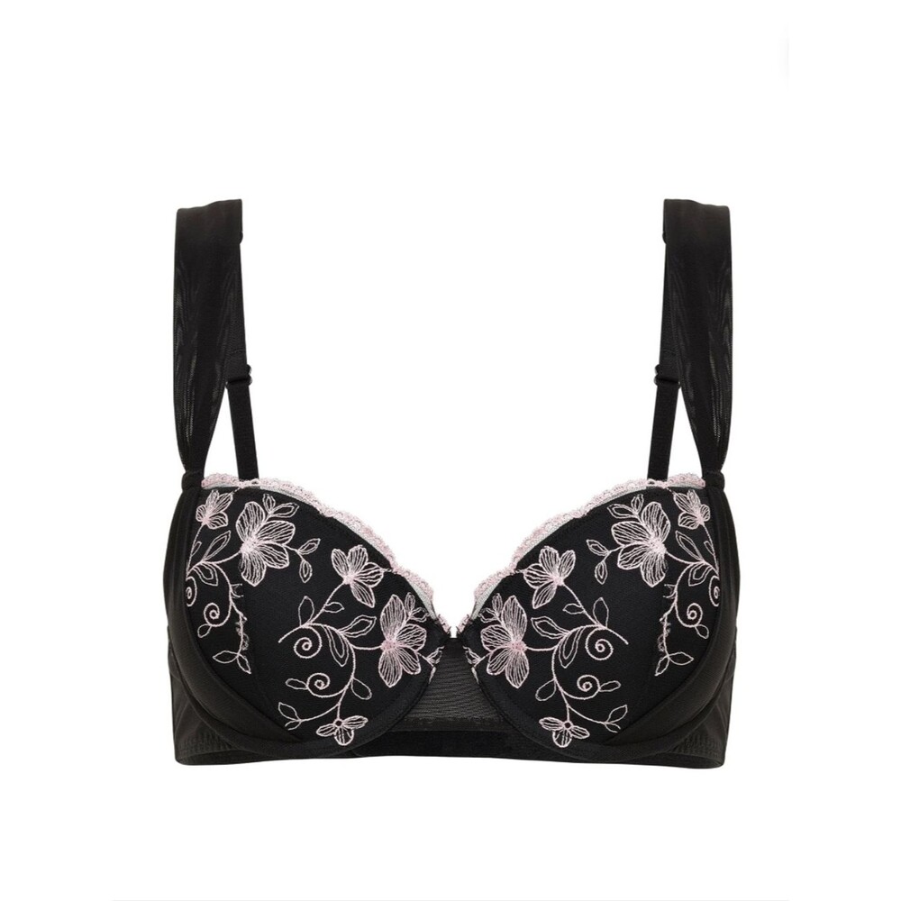 Adored by Adore Me Floral Embroidery & Mesh Sadie Push Up Bra  Underwire Sz 40DD